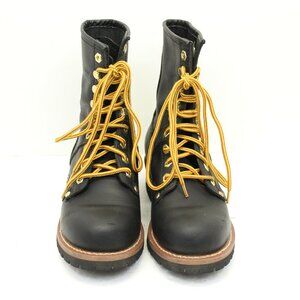 AdTec Women's Black 9" Plain Soft Toe Logger Leather Boot Style #2439 Size 7.5 M